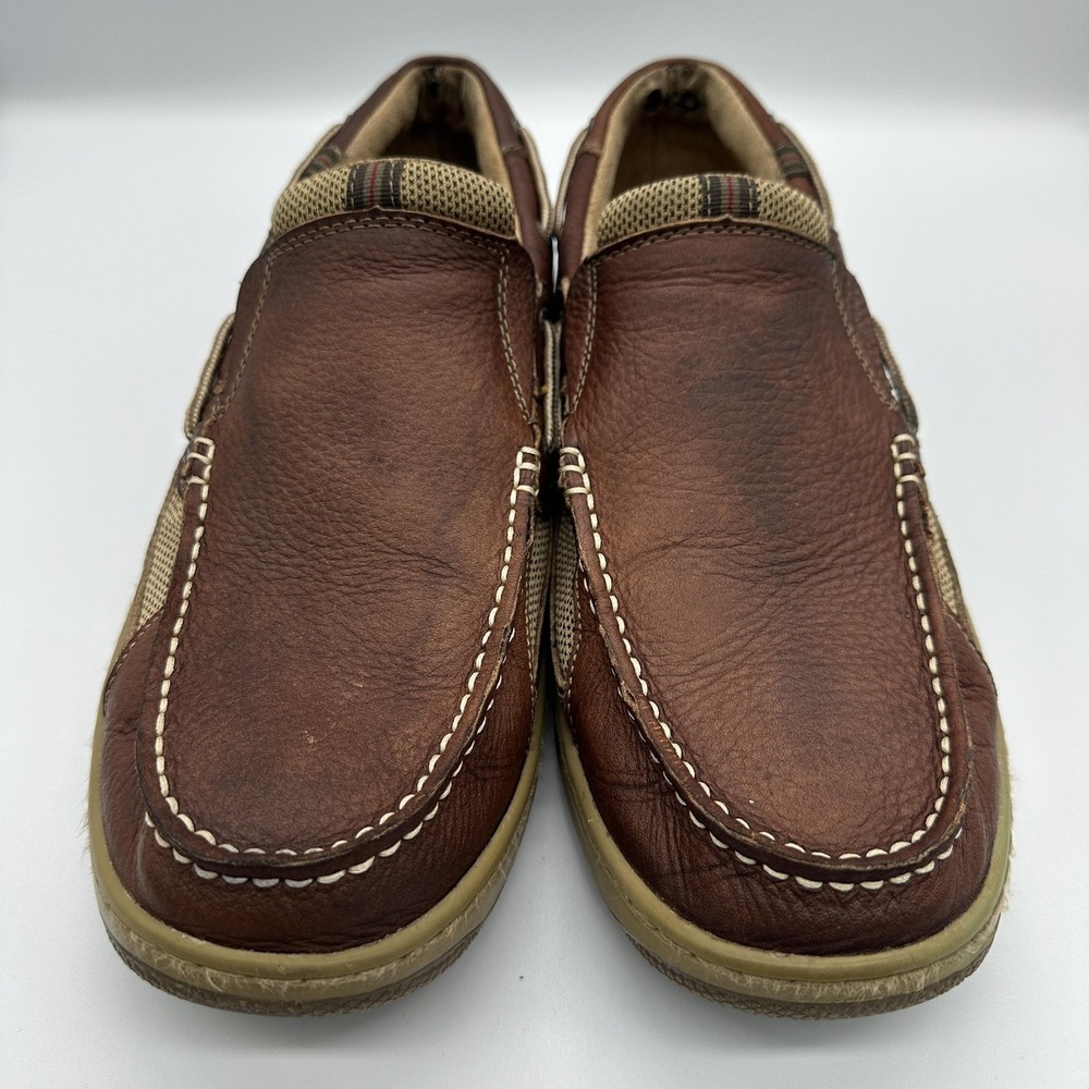 Bass Baron III Shoes Mens Size 13 Brown Leather Slip On Casual Boat Loafers